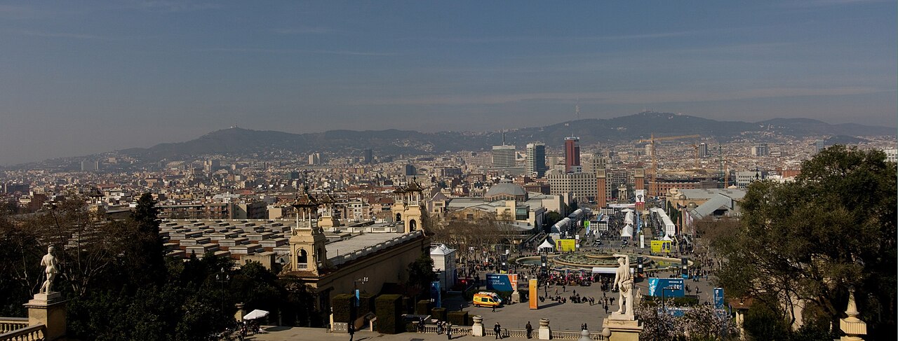 An archive view across Barcelona from Montjuïc in 2009