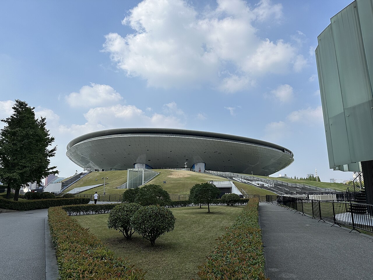 Exterior of Mercedes-Benz Arena in Shanghai.