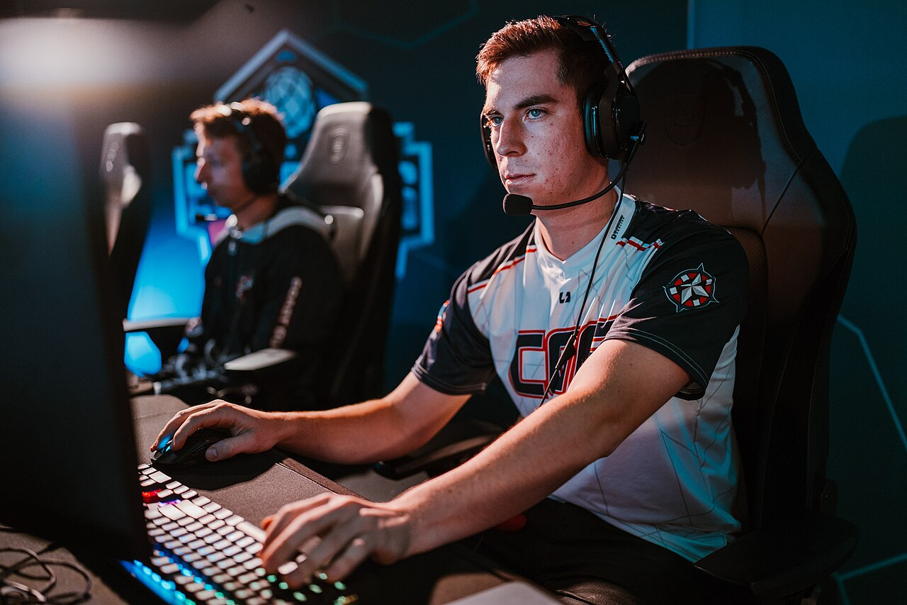 Christian Rocha wearing a headset before a Rocket League match in 2024